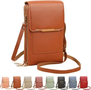 Popularate Anti-Theft Leather Bag, Touchscreen Phone Wallet PU Leather Crossbody Bag for Women Travel Sling Purse Chest