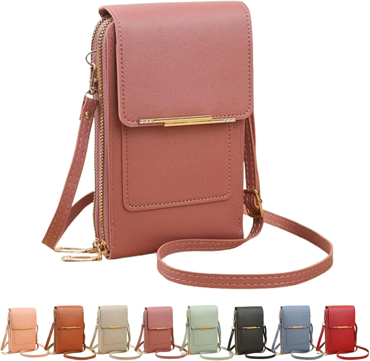 Popularate Anti-Theft Leather Bag, Touchscreen Phone Wallet PU Leather Crossbody Bag for Women Travel Sling Purse Chest
