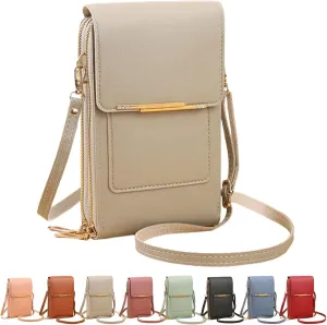 Popularate Anti-Theft Leather Bag, Touchscreen Phone Wallet PU Leather Crossbody Bag for Women Travel Sling Purse Chest