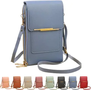 Popularate Anti-Theft Leather Bag, Touchscreen Phone Wallet PU Leather Crossbody Bag for Women Travel Sling Purse Chest
