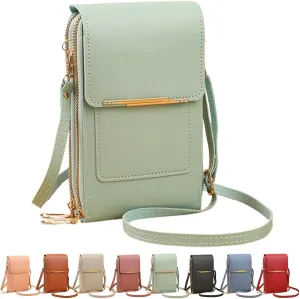 Popularate Anti-Theft Leather Bag, Touchscreen Phone Wallet PU Leather Crossbody Bag for Women Travel Sling Purse Chest