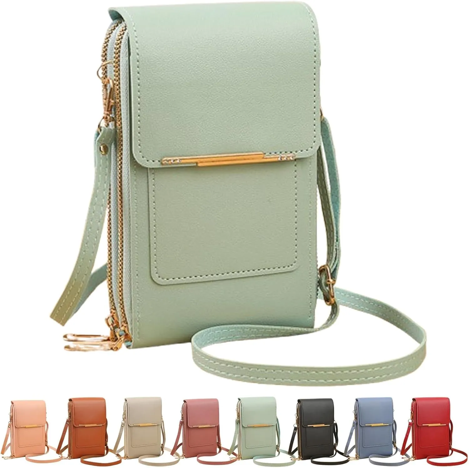 Popularate Anti-Theft Leather Bag, Touchscreen Phone Wallet PU Leather Crossbody Bag for Women Travel Sling Purse Chest