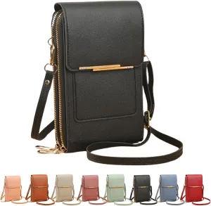 Popularate Anti-Theft Leather Bag, Touchscreen Phone Wallet PU Leather Crossbody Bag for Women Travel Sling Purse Chest