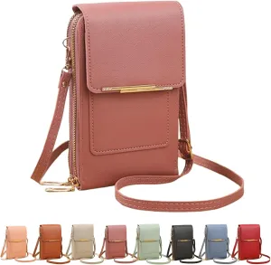 Popularate Anti-Theft Leather Bag, Touchscreen Phone Wallet PU Leather Crossbody Bag for Women Travel Sling Purse Chest