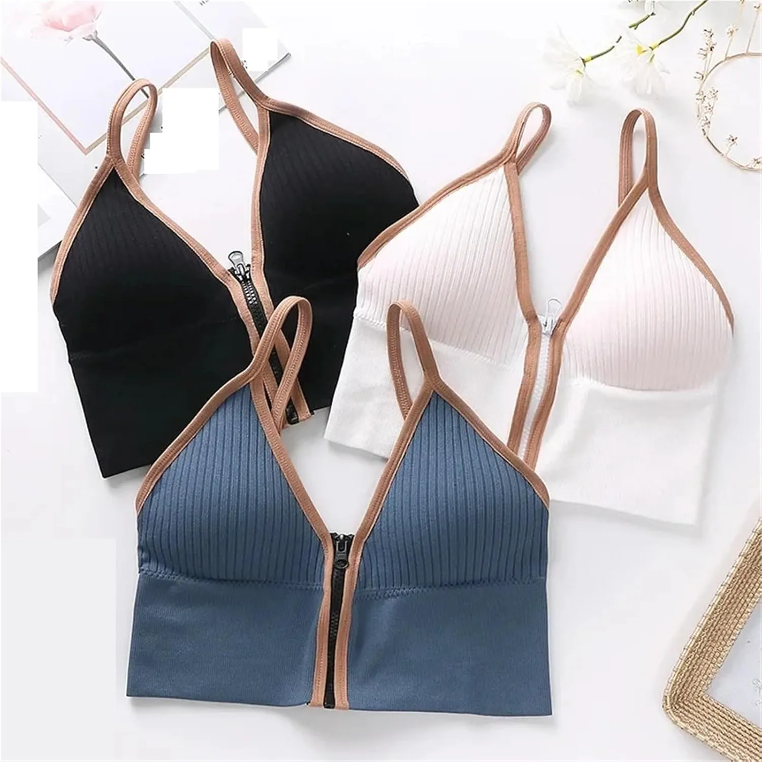 Push Up Camisole Padded Bra Top Suspender Printed Newspaper Female Soft Sleeveless Tube