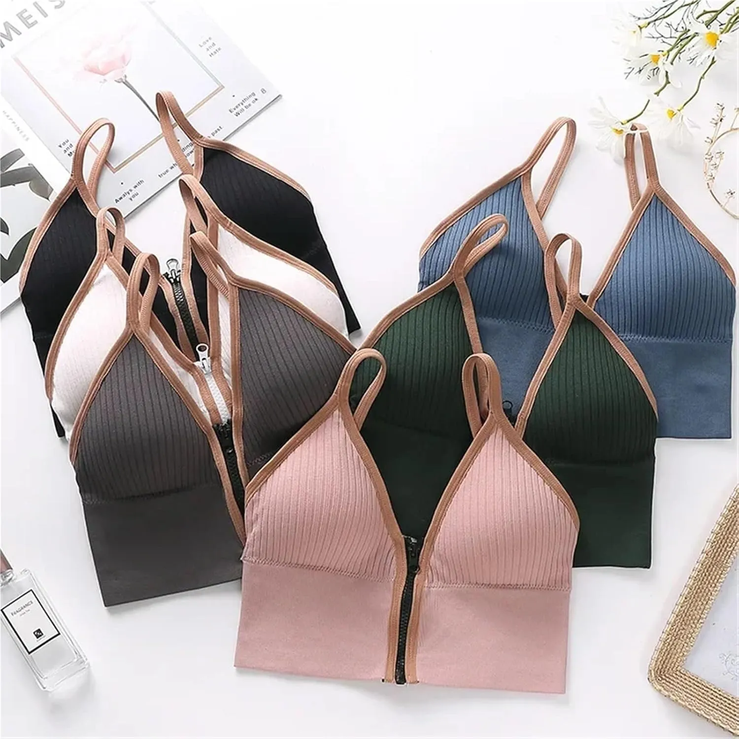 Push Up Camisole Padded Bra Top Suspender Printed Newspaper Female Soft Sleeveless Tube