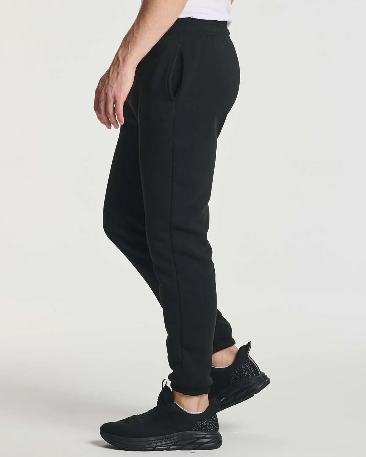 Real Essentials 3 Pack: Men's Fleece Elastic Bottom Jogger Sweatpants with Pockets (Available in Big & Tall)