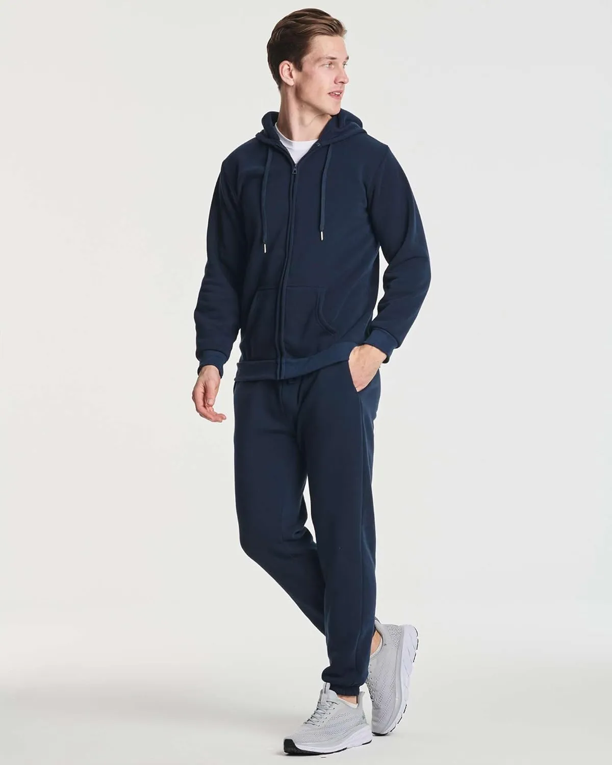 Real Essentials 3 Pack: Men's Fleece Elastic Bottom Jogger Sweatpants with Pockets (Available in Big & Tall)