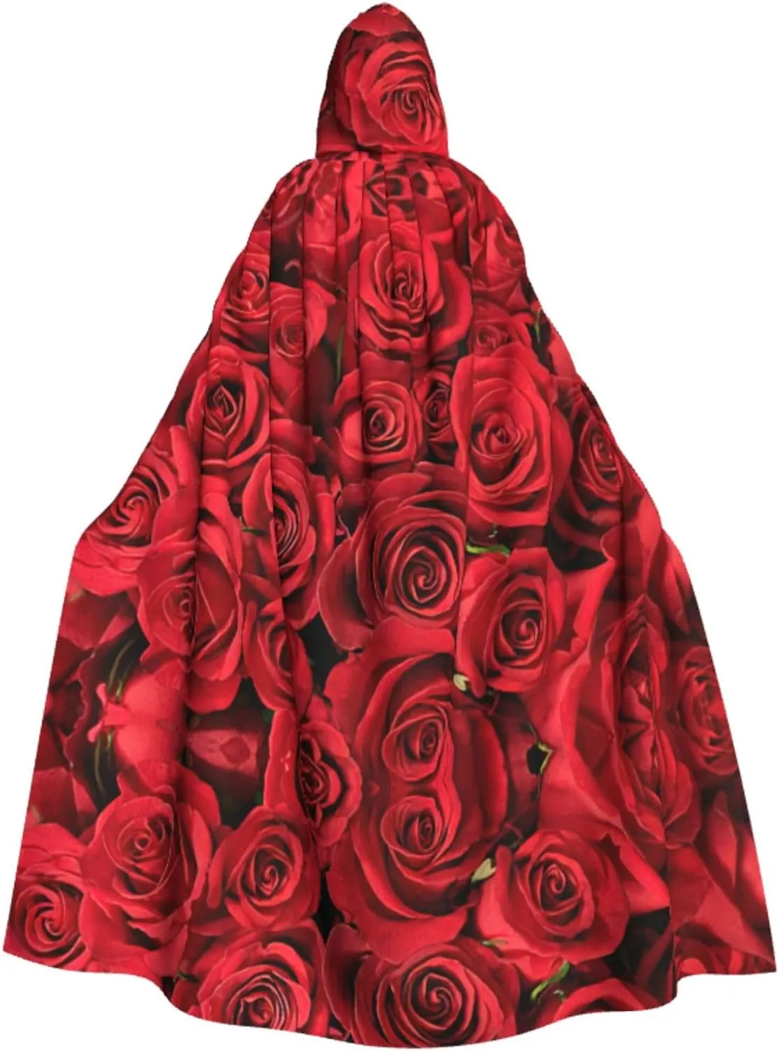 Red Rose Cape Cloak Adults Hooded Cloak For Women Men Halloween Costumes Christmas Cosplay