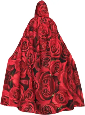 Red Rose Cape Cloak Adults Hooded Cloak For Women Men Halloween Costumes Christmas Cosplay