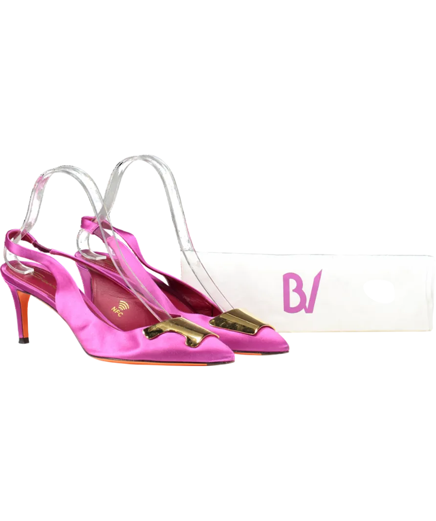 Santori Pink Elegant Satin Slingback Pumps UK 6 EU 39 