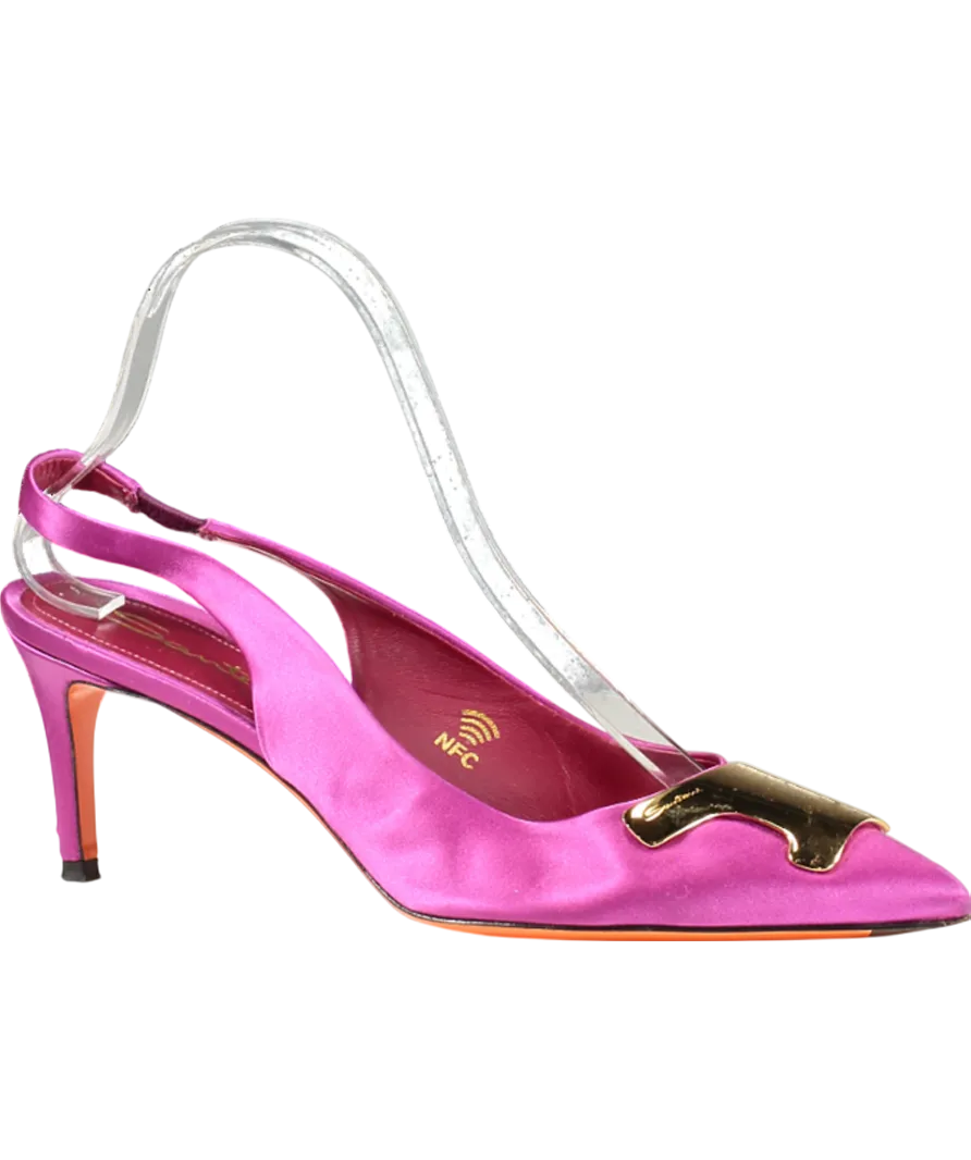 Santori Pink Elegant Satin Slingback Pumps UK 6 EU 39 