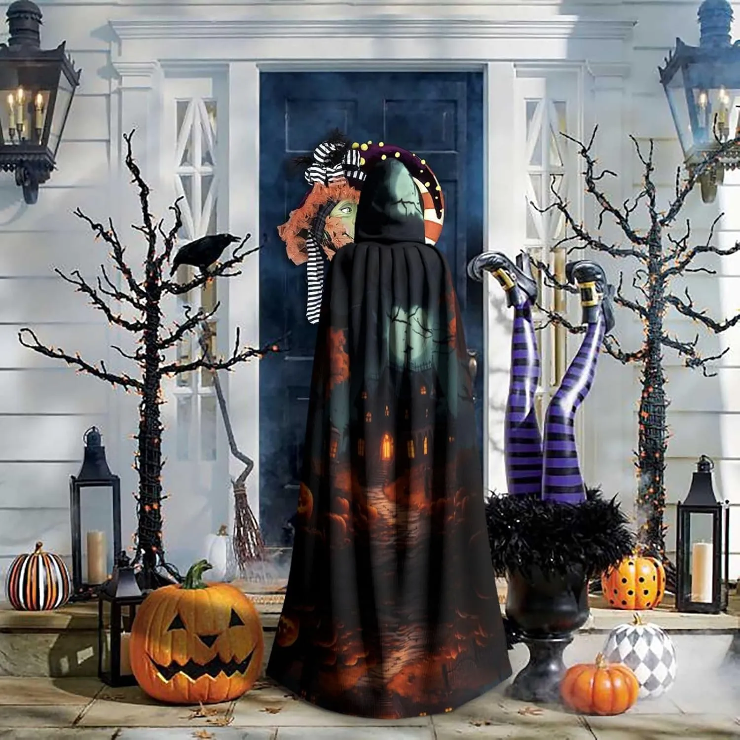 Scary Halloween Cape Cloak Adults Hooded Cloak For Women Men Halloween Costumes Christmas Cosplay