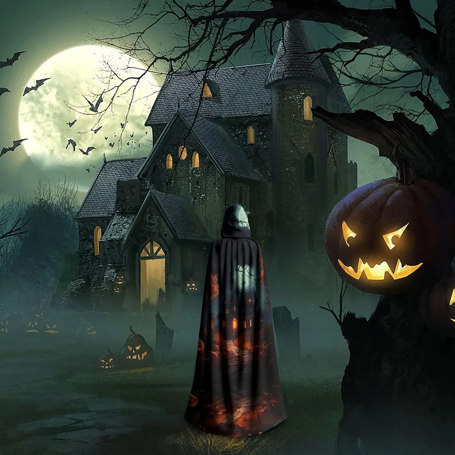 Scary Halloween Cape Cloak Adults Hooded Cloak For Women Men Halloween Costumes Christmas Cosplay