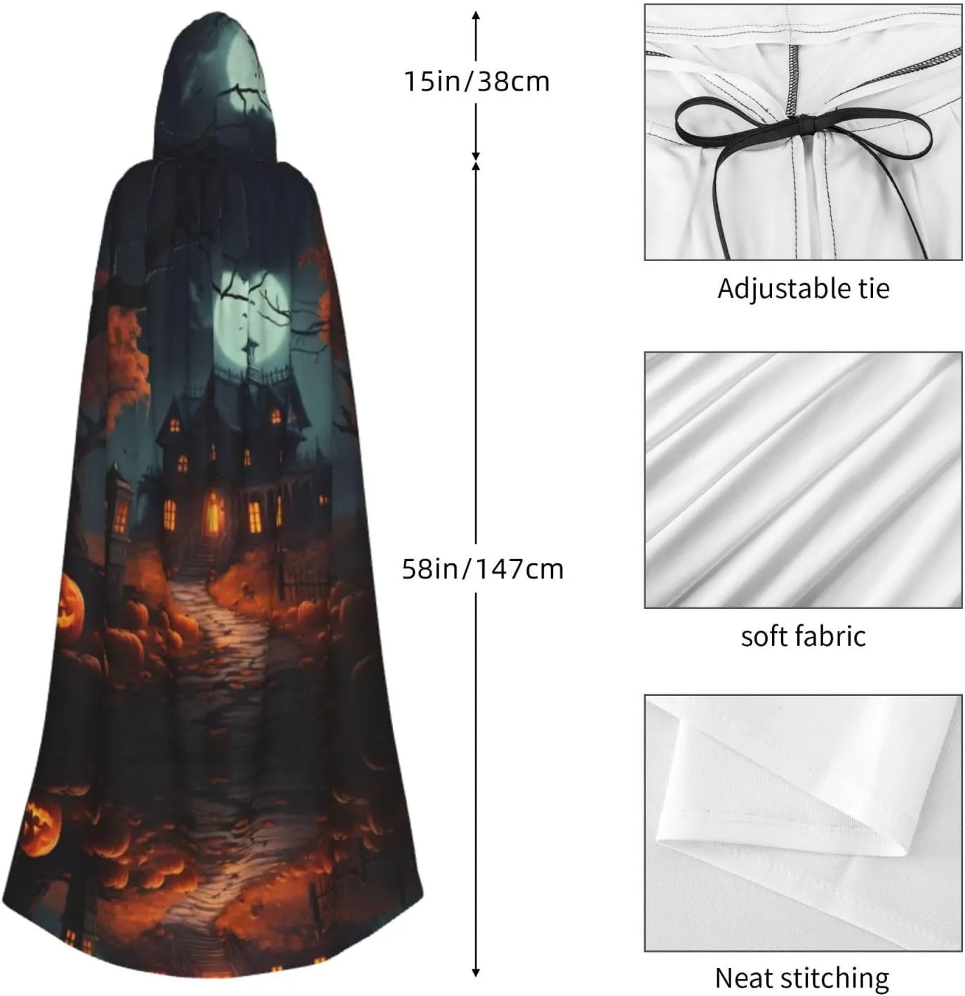 Scary Halloween Cape Cloak Adults Hooded Cloak For Women Men Halloween Costumes Christmas Cosplay