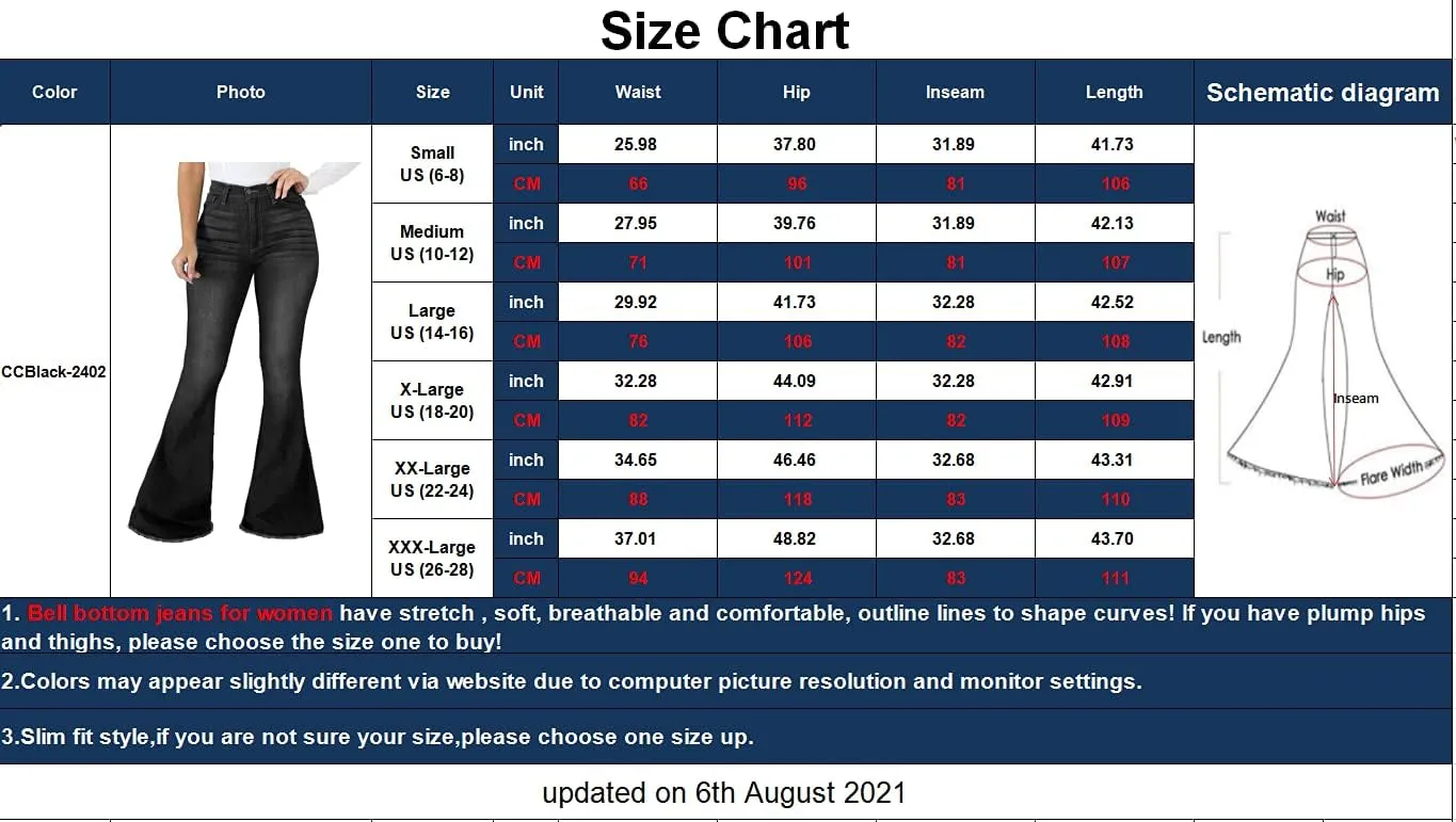 SeNight Women Bell Bottom Jeans Elastic Waist Ripped Flared Jean Destroyed Raw Hem Denim Pants