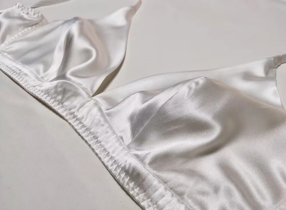SilRiver Women's Silk Soft Cup Wireless Bra Bralette Top with Smooth Satin