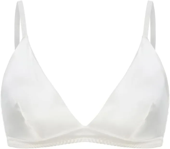 SilRiver Women's Silk Soft Cup Wireless Bra Bralette Top with Smooth Satin
