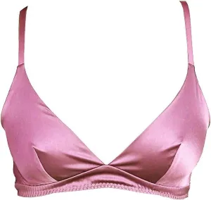 SilRiver Women's Silk Soft Cup Wireless Bra Bralette Top with Smooth Satin