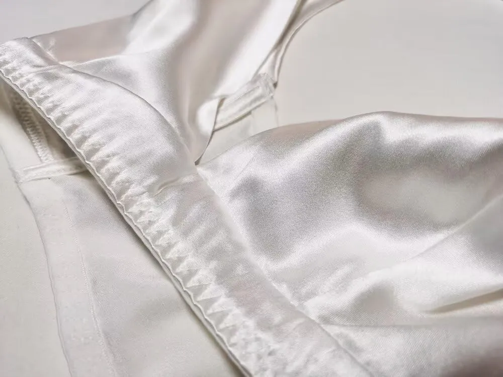 SilRiver Women's Silk Soft Cup Wireless Bra Bralette Top with Smooth Satin