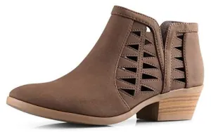 Soda Women's Perforated Ankle Booties Light Brown Dist