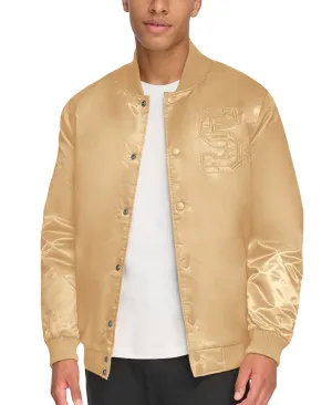 Starter Men's Classic Fit Tonal Satin Bomber Jacket Coat Gold Medium