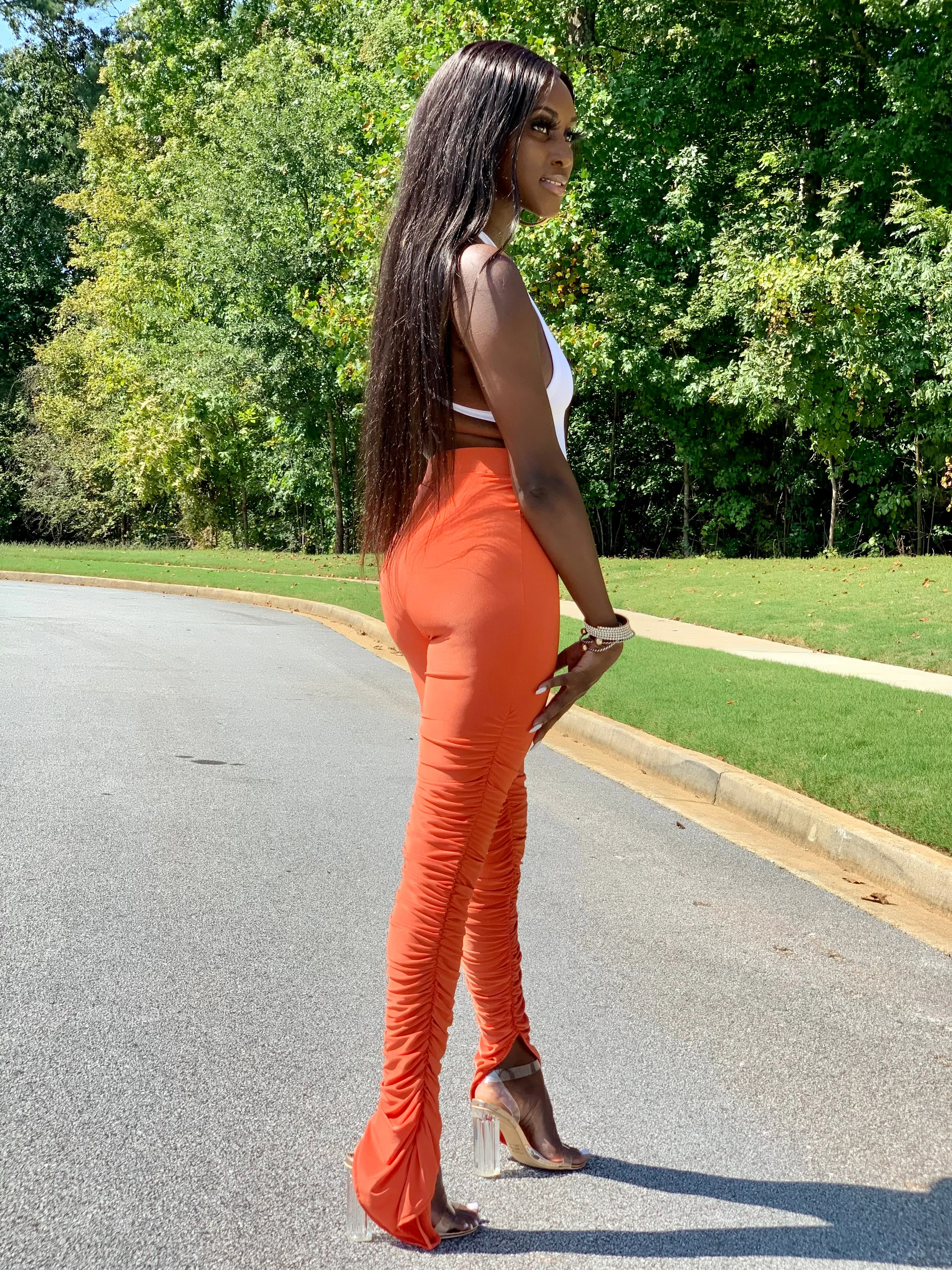Stay Stacked Pants | Orange - FINAL SALE