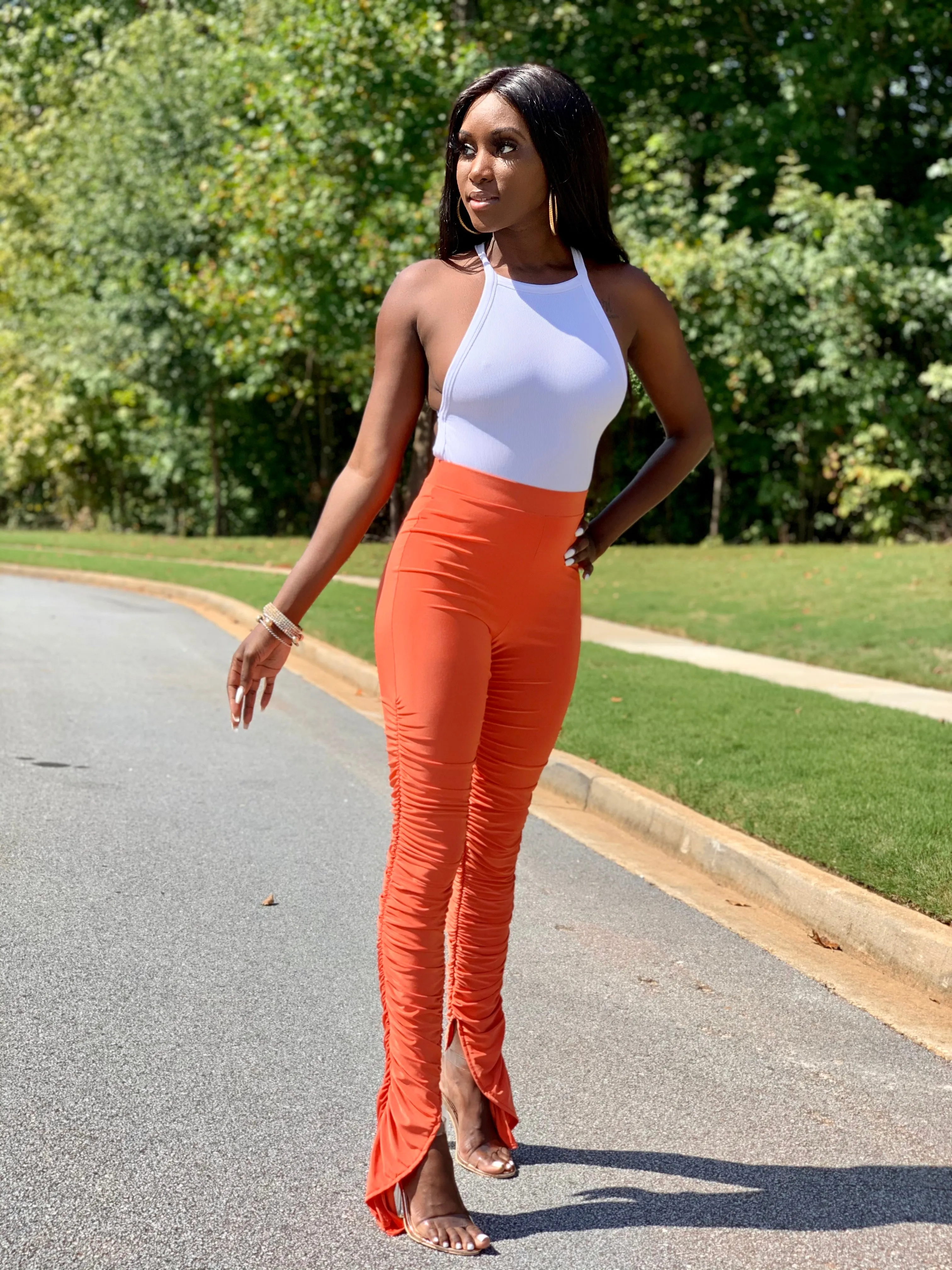 Stay Stacked Pants | Orange - FINAL SALE