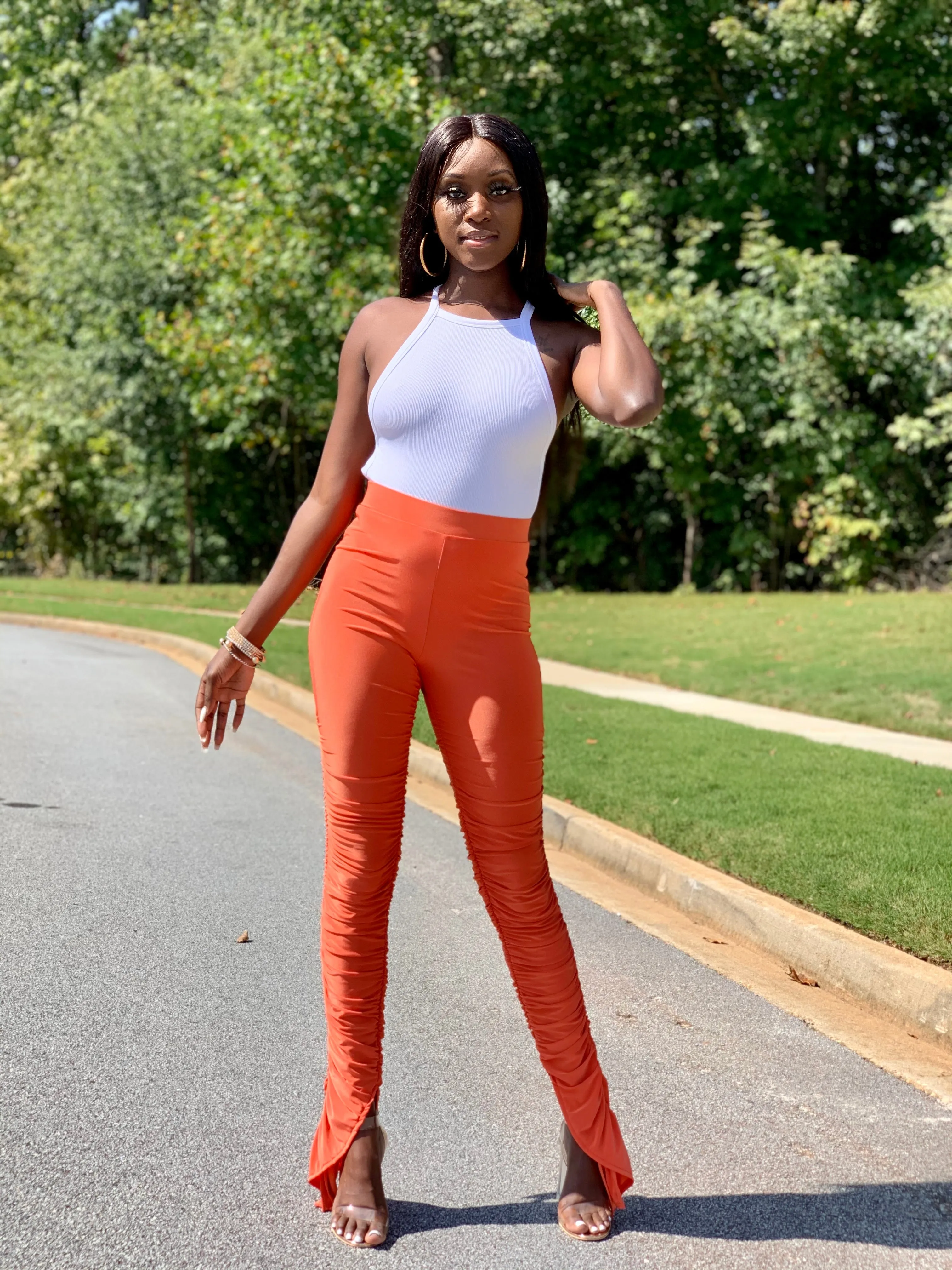 Stay Stacked Pants | Orange - FINAL SALE
