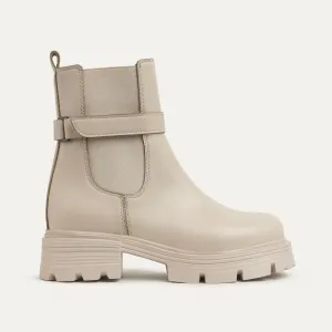 The Chunky Lace Up Ankle Boots - Beige