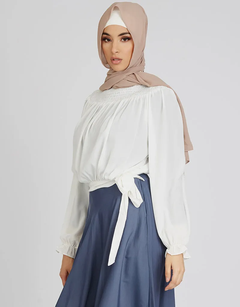 Tie Waist Chiffon Blouse