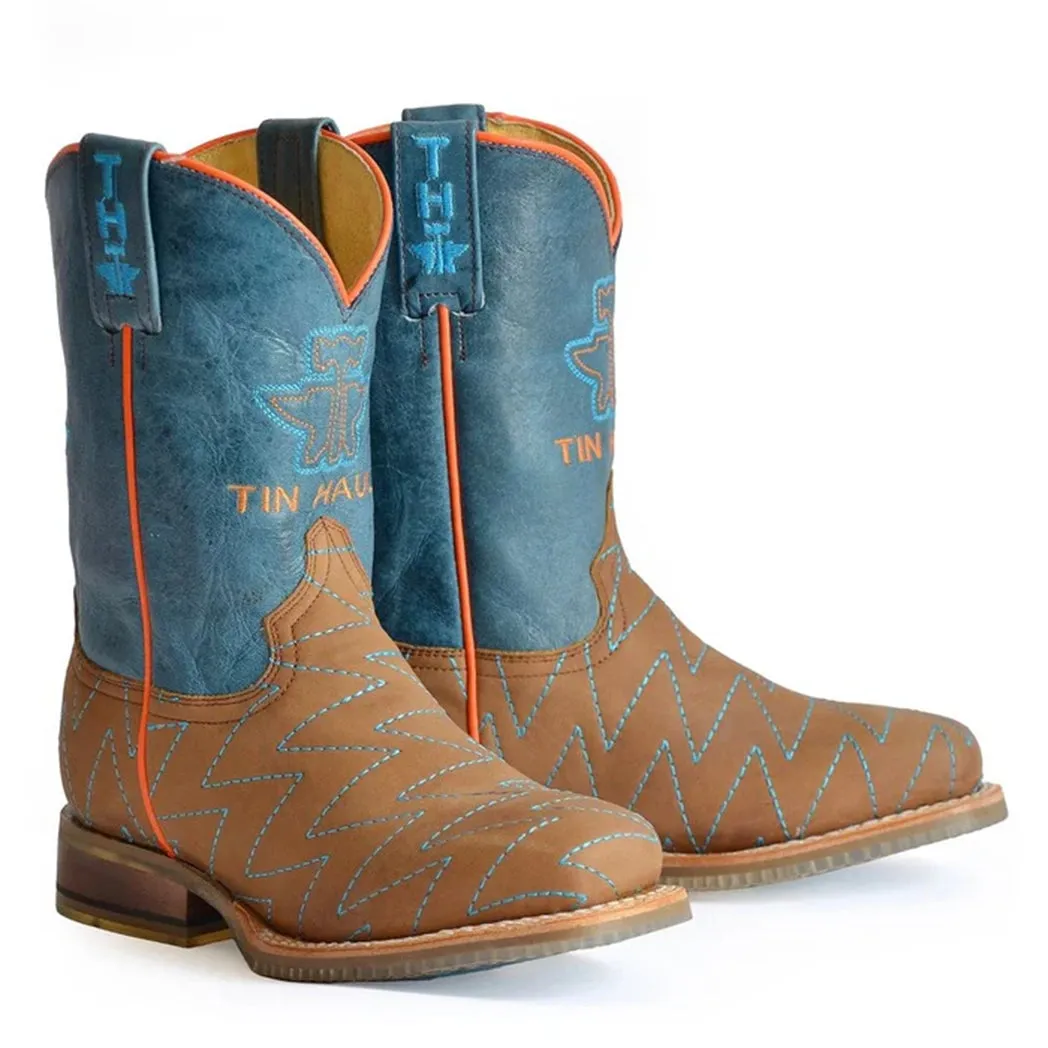 Tin Haul Boy's Zig Zag Anvil Square Toe Boot