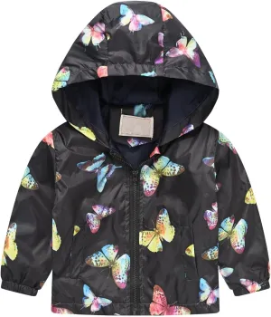Toddler Baby Boys Girls Butterfly Print Windbreaker Rain Jacket Lightweight Waterproof Hooded Coat Fall Clothes