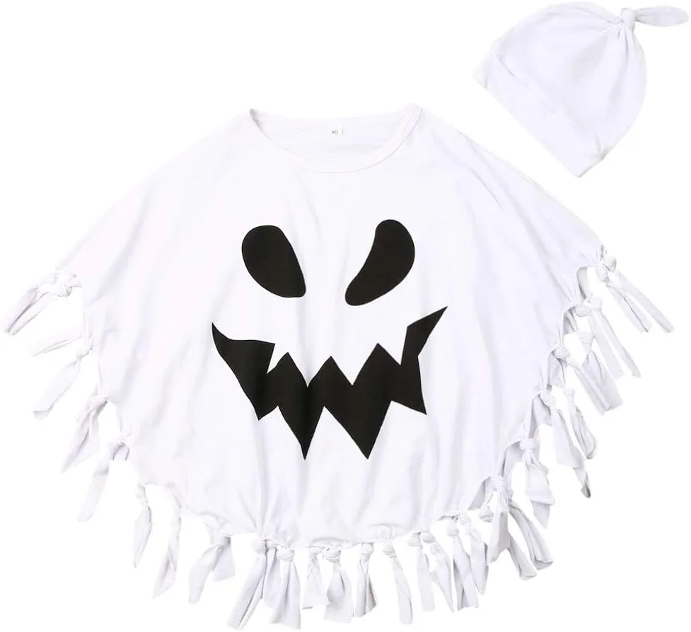 Toddler Kids Baby Girl Boy Ghost Costume Halloween Cloak Cape Hat Funny Cosplay Clothes
