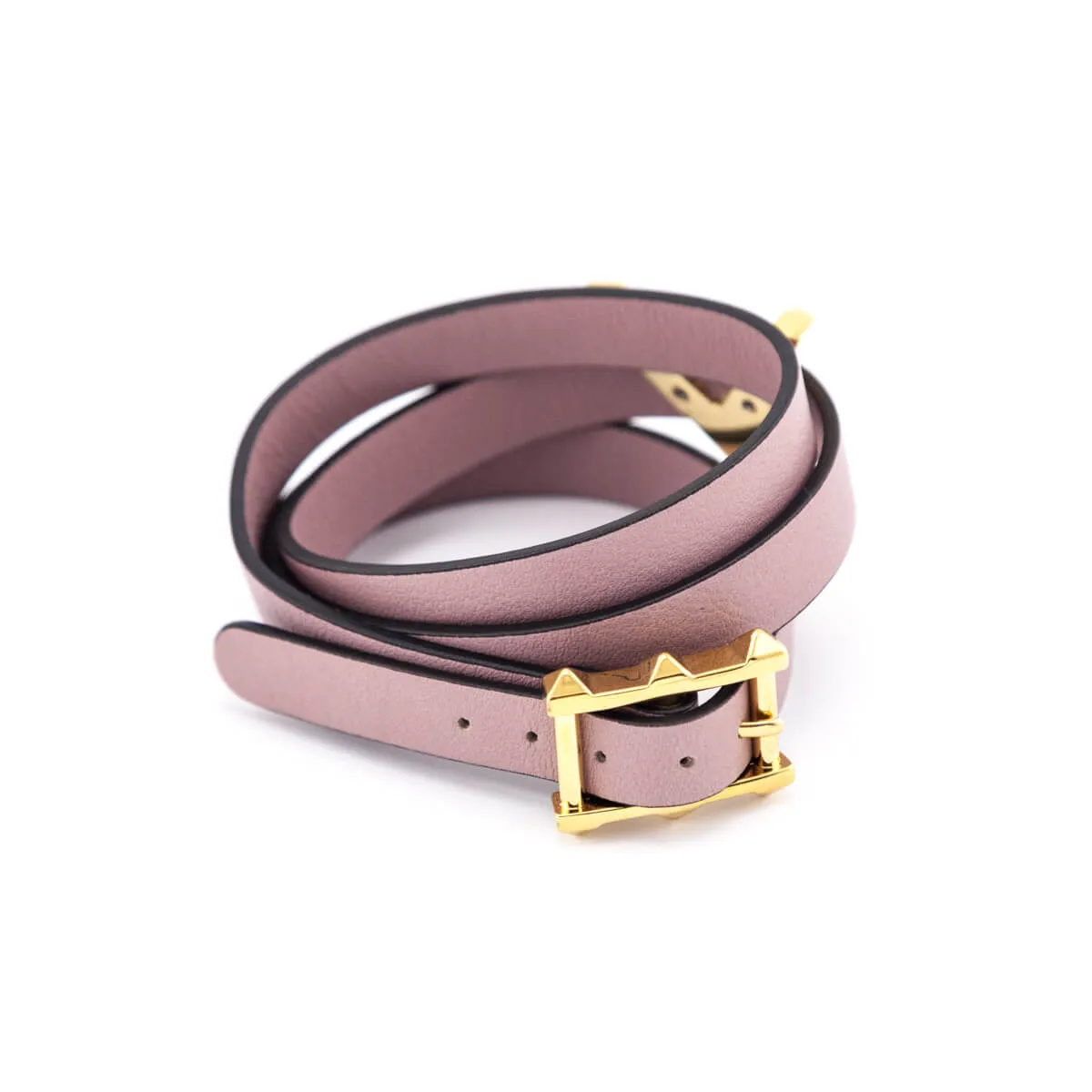 Valentino Blush Leather V Double Tour Bracelet