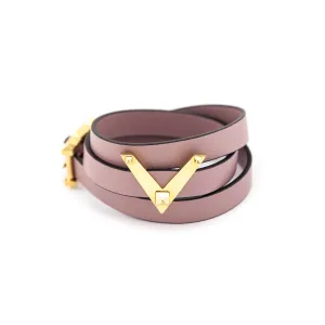 Valentino Blush Leather V Double Tour Bracelet