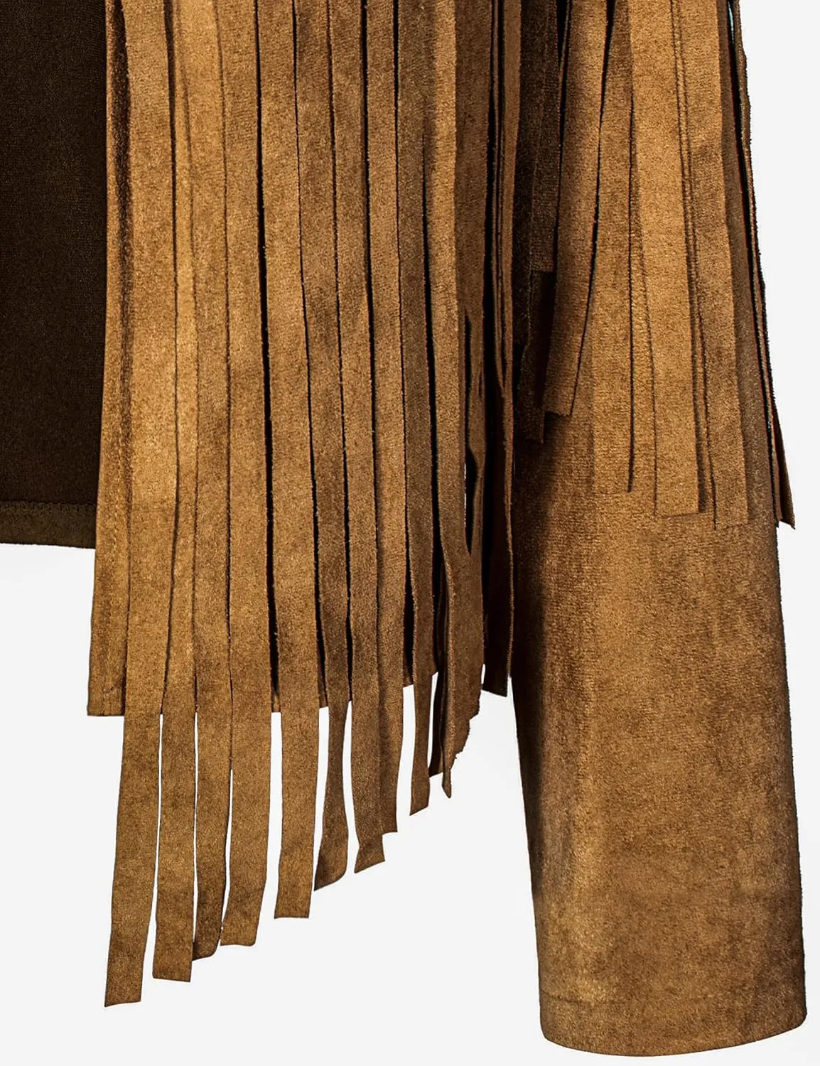 Women Cowgirl Costume Suede Fringe Jacket Hat Belt Set for Western Cowgirl Cowboy Halloween Cosplay
