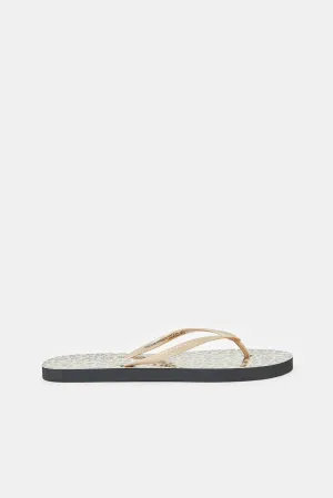 Women Gold Animal Print Flip Flop