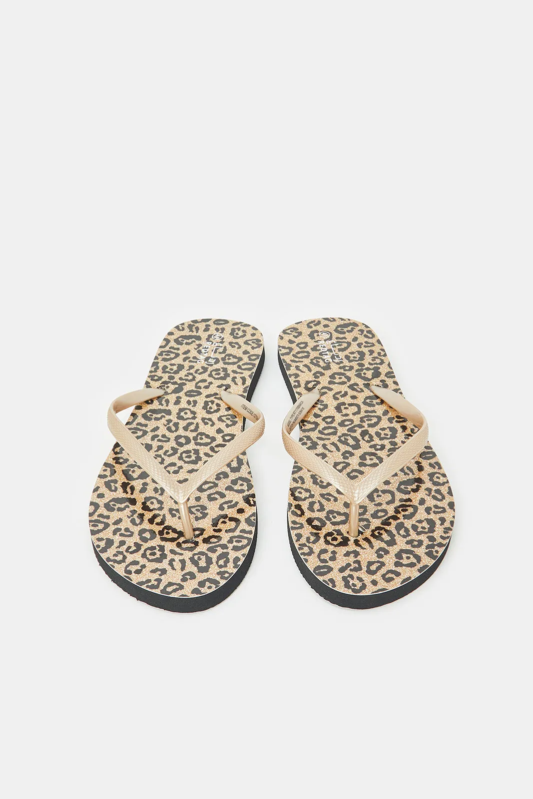 Women Gold Animal Print Flip Flop