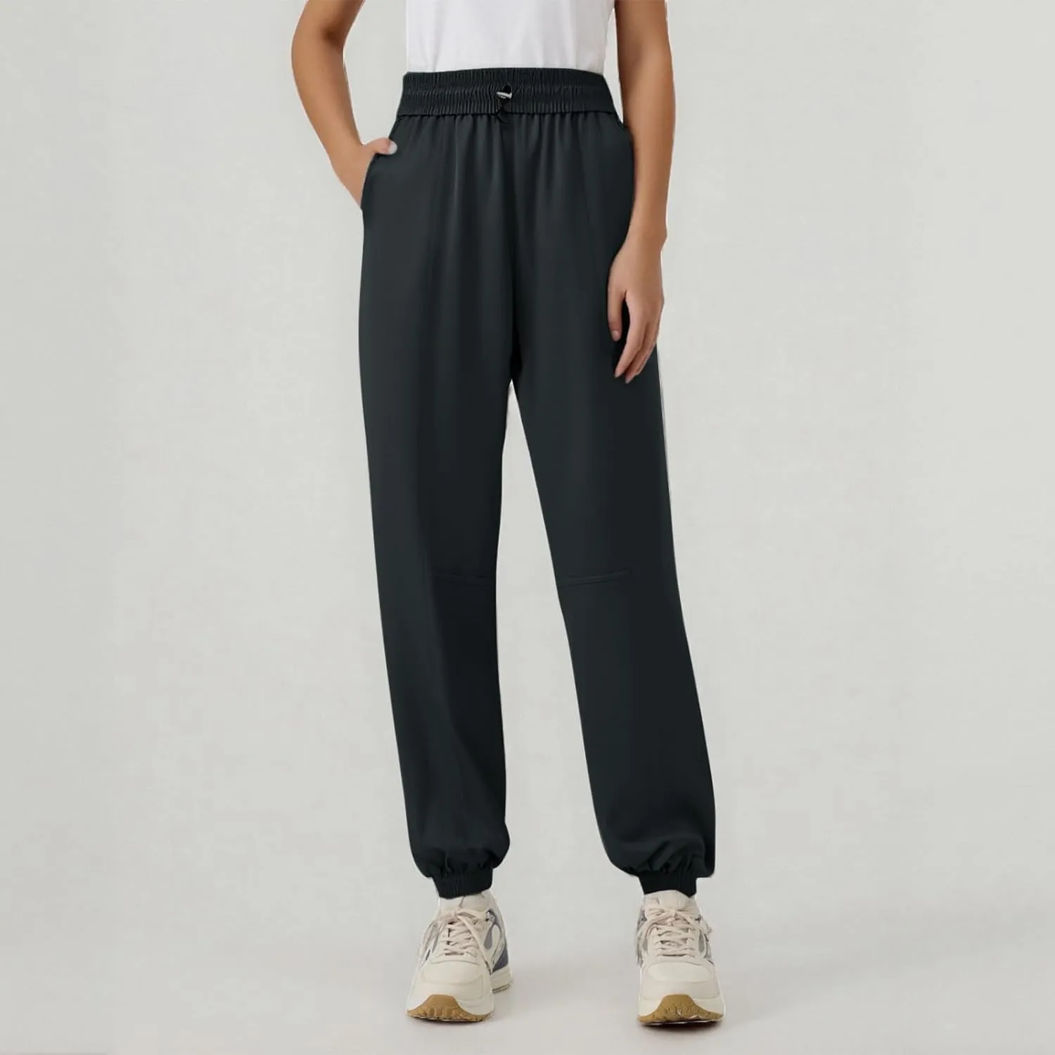 Women Sweatpants Joggers Elastic High Waisted Lounge Travel Casual Cinch Bottom Drawstring Lounge Joggers with Pockets