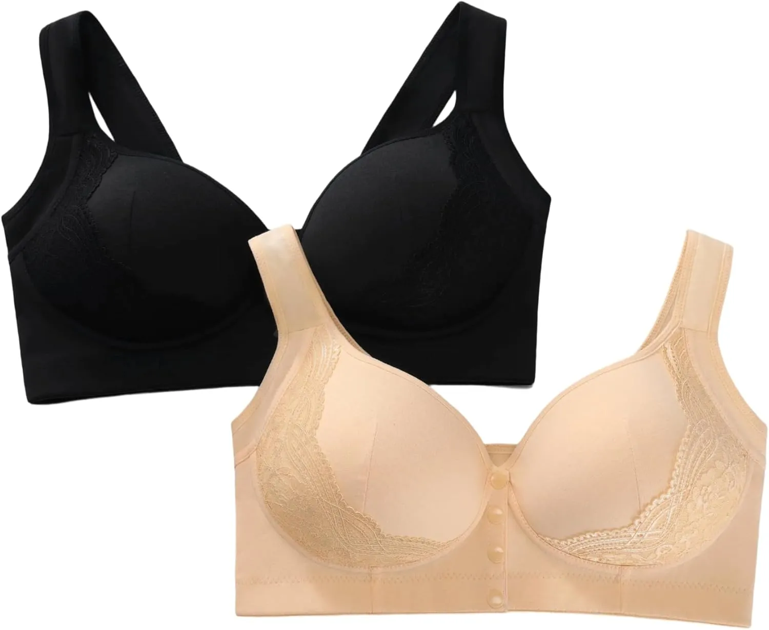Womens Front Closure No Underwire Breathable Wireless Snap Closing Bra