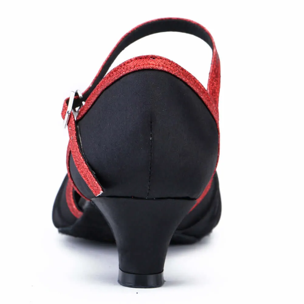 Women's Pumps Ballroom Dance Shoes Suede Sole Closed-toe Party Wedding Low Heel Footwear Black