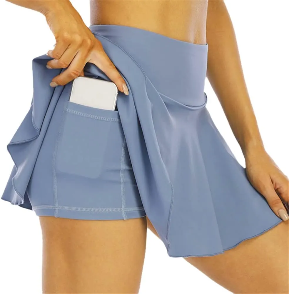 Womens Tennis Golf Pleated Skirt Fitness Shorts High Waist Athletic Quick Dry Running Short Sport Skort
