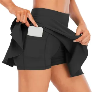 Womens Tennis Golf Pleated Skirt Fitness Shorts High Waist Athletic Quick Dry Running Short Sport Skort