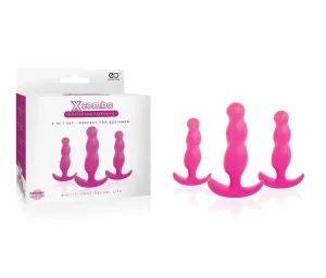 X COMBO SILICONE BUTT PLUG 3PC SET PINK