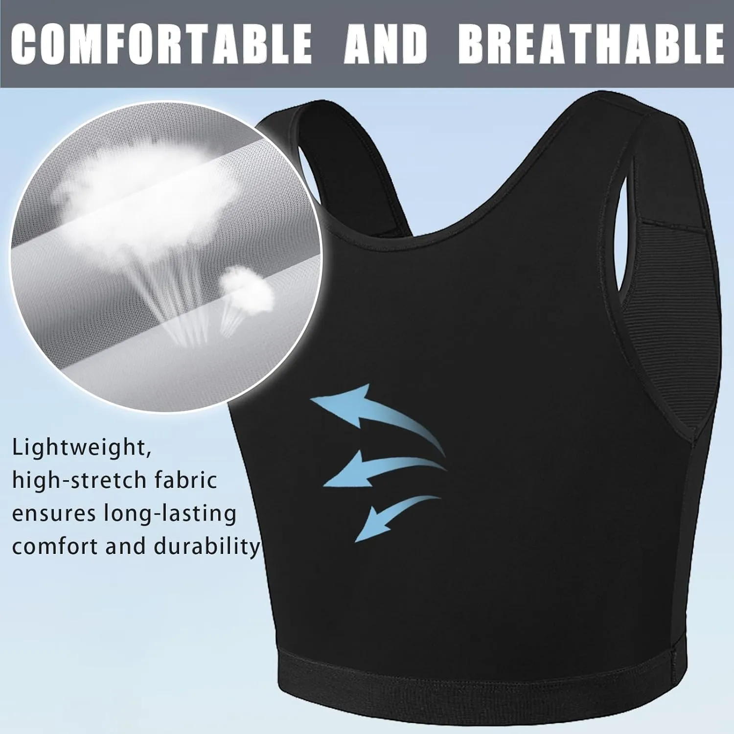 XUJI Breathable Half Chest Binder for Transgender FTM Pullover Binder